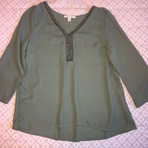 Beaded V-Neck Blouse